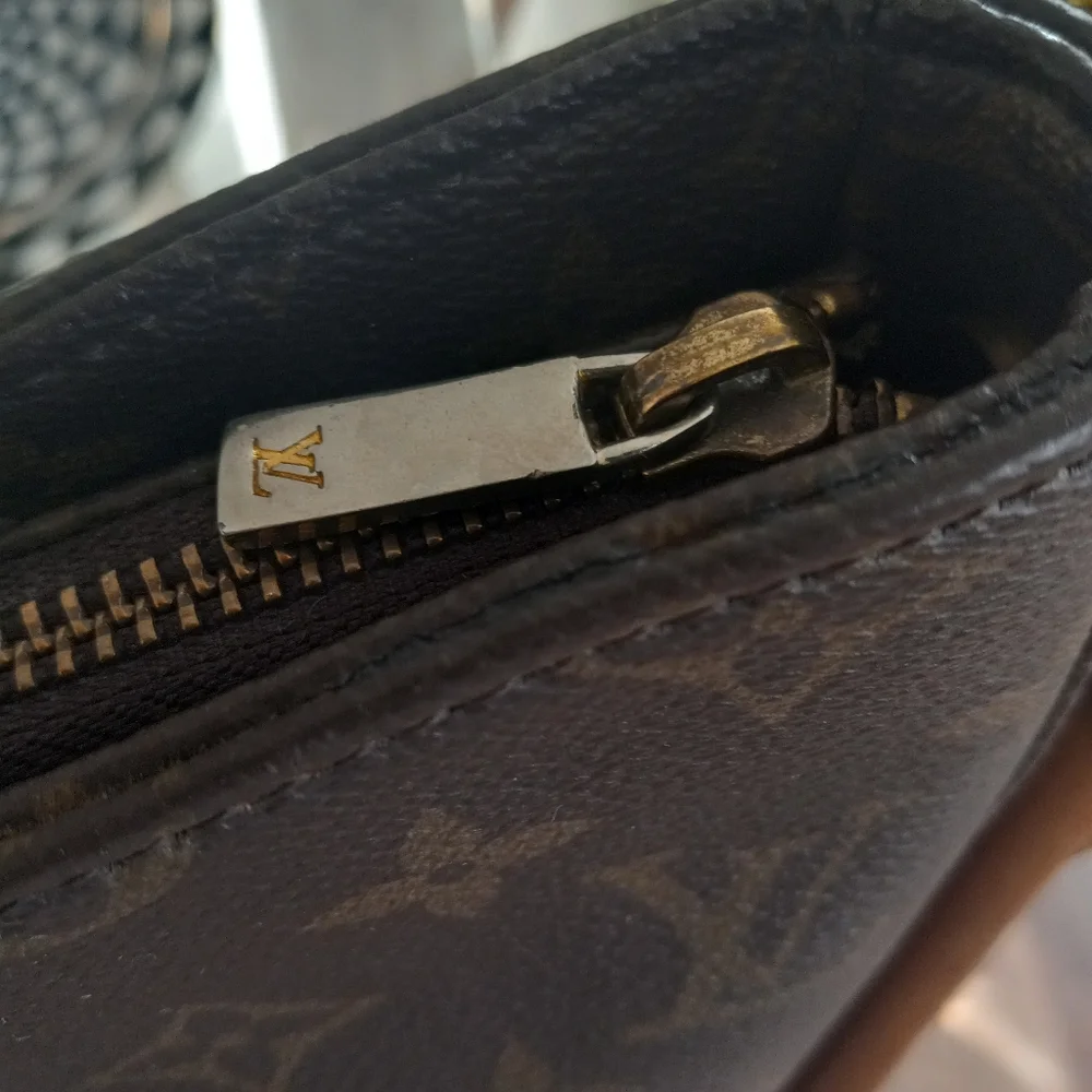 Louis Vuitton Brown Monogram Shoulder Bag with Tan Strap